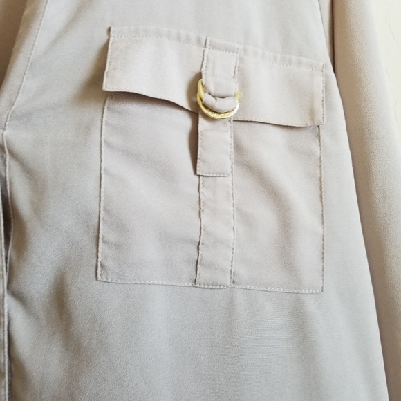 Calvin Klein Tan Career Wear Blouse Tab Sleeve L - Picture 5 of 7
